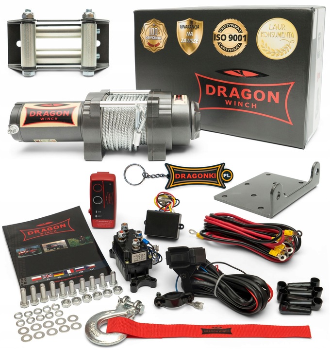 1,6T WYCIĄGARKA DRAGON 12V ELEKTRYCZNA WCIĄGARKA linowa pługa quada +pilot