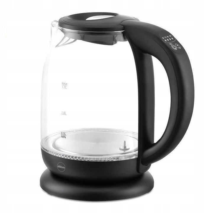 Czajnik elektryczny Eldom C510C 2200 W 1,7 l czarny szklany, NOWOCZESNY!