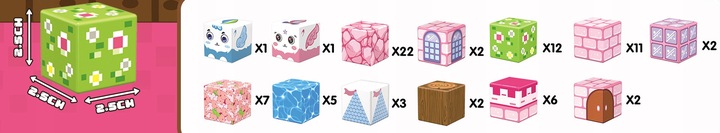 KLOCKI MAGNETYCZNE 2,5 cm kostki budowlane konstrukcyjne BLOKI SZEŚCIANY 76