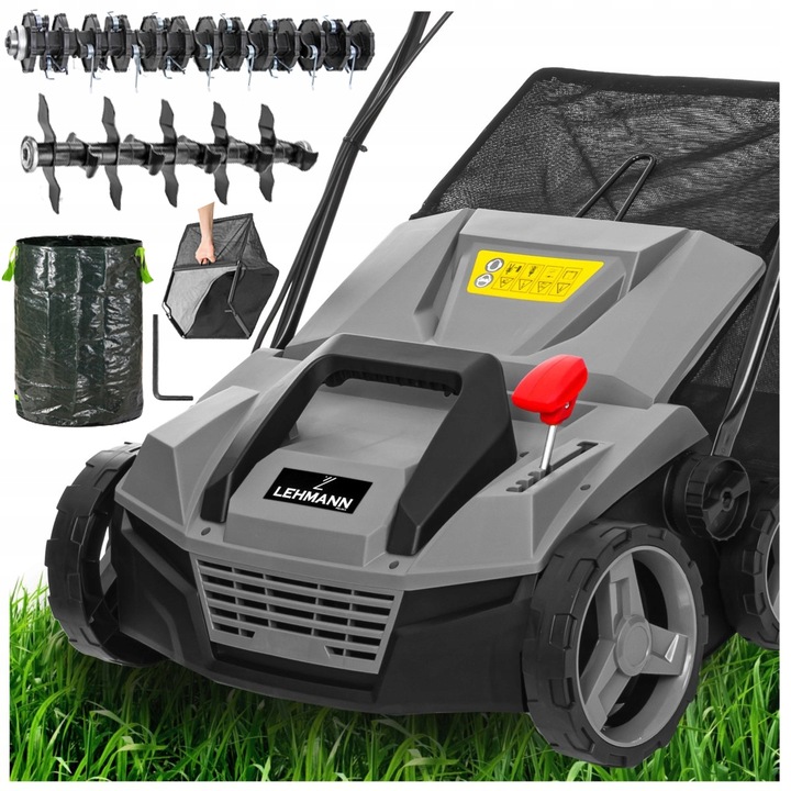 AERATOR ELEKTRYCZNY AERATOR WERTYKULATOR TRAWY 4W1 REGULACJA 50L KOSZ 2600W