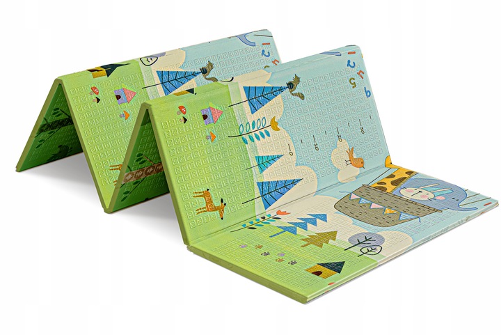 MATA PIANKOWA EDUKACYJNA SKŁADANA DLA DZIECI DUŻA MISIE BALONY 180x200