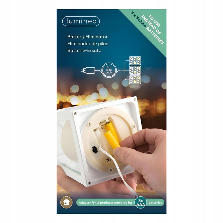 Eliminator baterii 3 x 3 x AAA zamiast 9 baterii 3V adapter 3m zasilacz