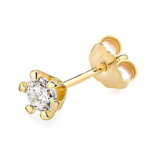 POJEDYNCZY ZŁOTY KOLCZYK pr. 333 z CYRKONIĄ 4mm