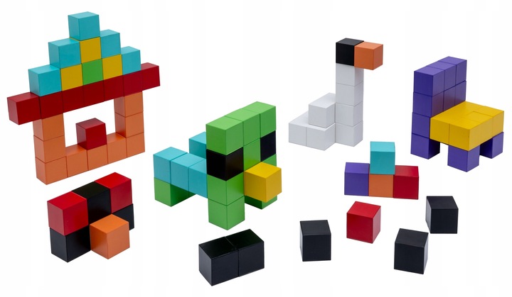 Klocki magnetyczne kostki STEM szcześciany konstrukcyjne 3d 96 elementów