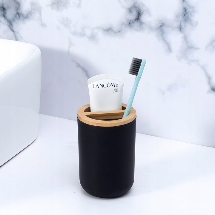 ZESTAW ŁAZIENKOWY 6 ELEMENTÓW AKCESORIA DO WC KOSZ DOZOWNIK CZARNY KOMPLET