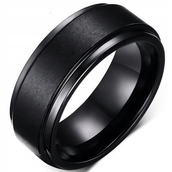 Czarna Obrączka z Wolframu Damsko Męska