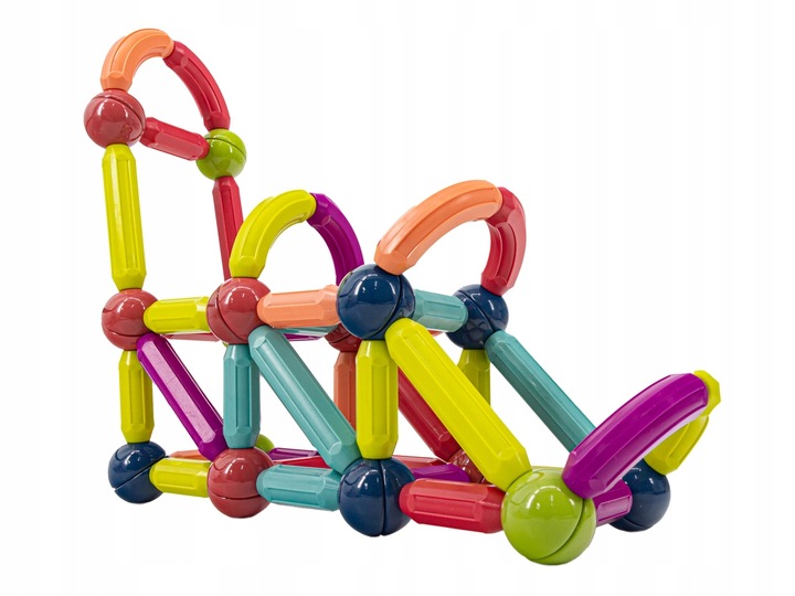 KLOCKI MAGNETYCZNE EDUKACYJNE MAGNETIC STICKS 64 ELEMENTY PREZENT
