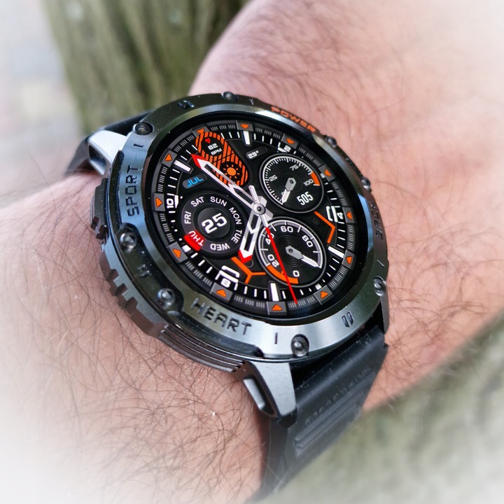 Zegarek Męski Smartwatch AMOLED IP68 530mAh Pomiary Rozmowy SMS Latarka PL