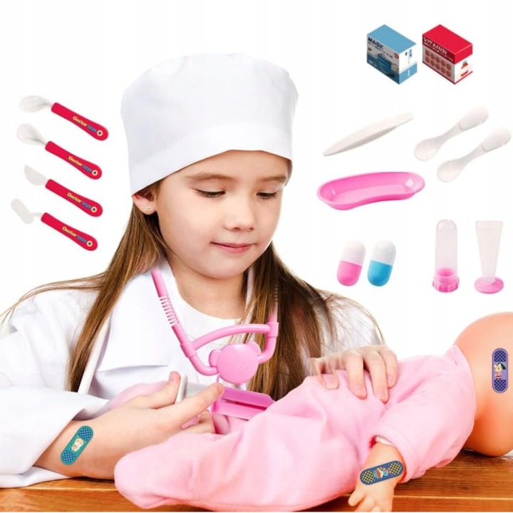 DUŻY ZESTAW LEKARSKI MAŁY LEKARZ DOKTOR W WALIZCE DENTYSTA AKCESORIA 75 EL