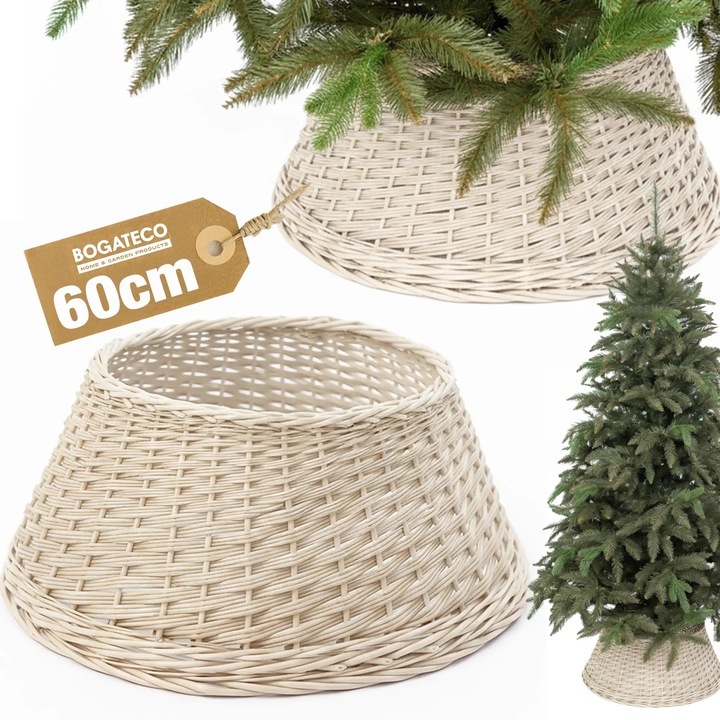 OSŁONA WIKLINOWA NA STOJAK POD CHOINKĘ 60CM OSŁONKA DO CHOINKI BIAŁA