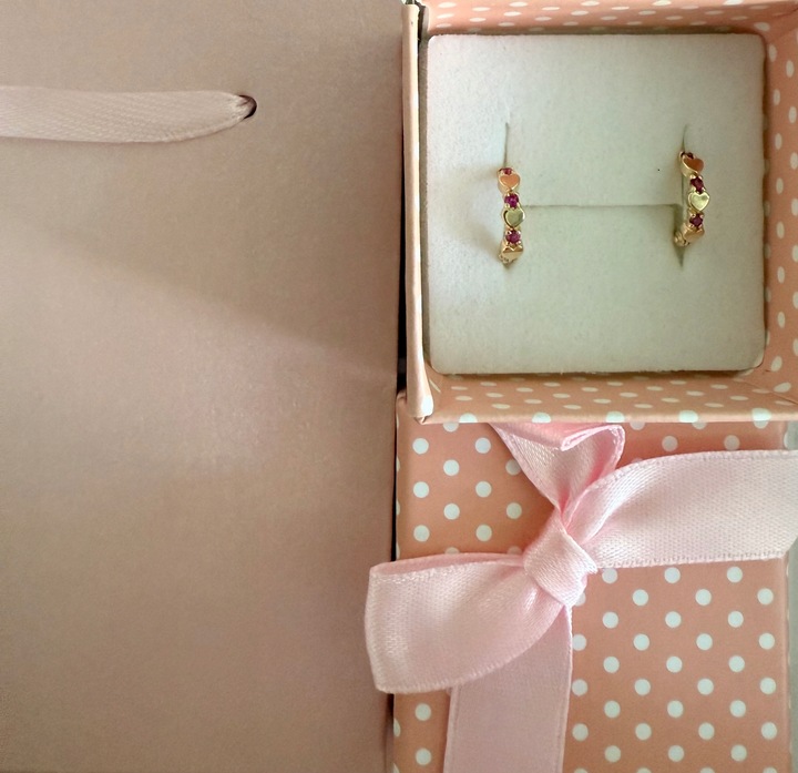 ZŁOTE KOLCZYKI 585 DZIECKO DZIEWCZYNKA KOŁA SERDUSZKA chrzest komunia