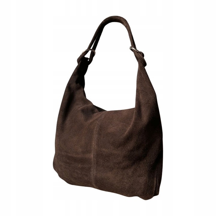 CZEKOLADOWA ZAMSZOWA TOREBKA WOREK BRĄZOWA TOREBKA ZAMSZ Vera Pelle