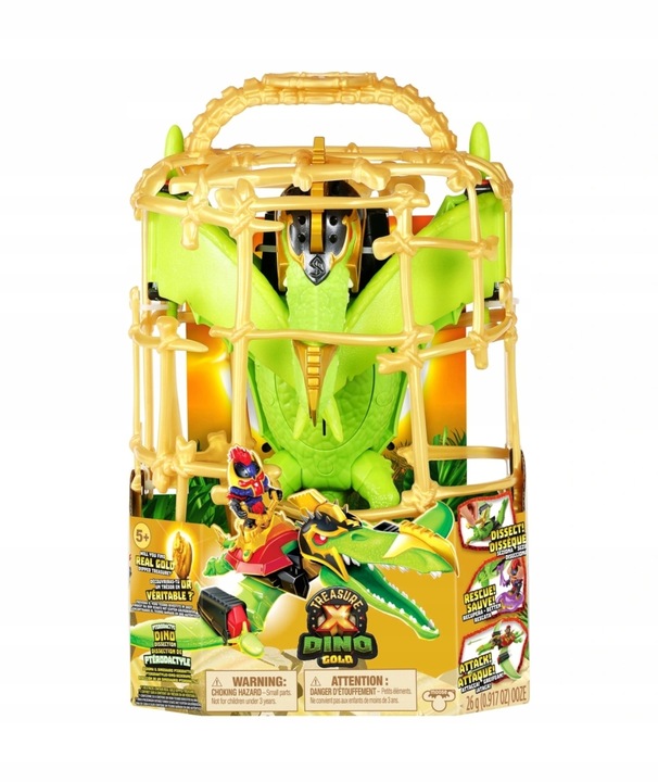 TREASURE X DINO GOLD PTERODAKTYL KLATKA FIGURKA DUŻY PTAK W KLATCE SKARB XL