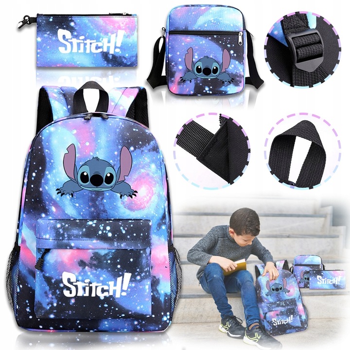 STICH PLECAK SZKOLNY ZESTAW PIÓRNIK TORBA 3W1 Lilo i Stitch, Wielokolorowy