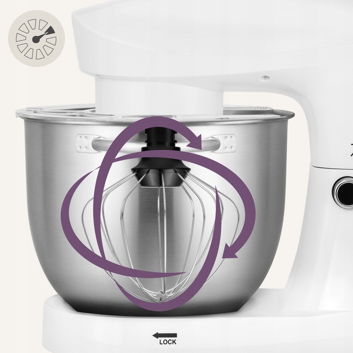 BIAŁY ROBOT PLANETARNY KUCHENNY 15W1 WIELOFUNKCYJNY 5,2L BIAŁY 10 TRYBÓW