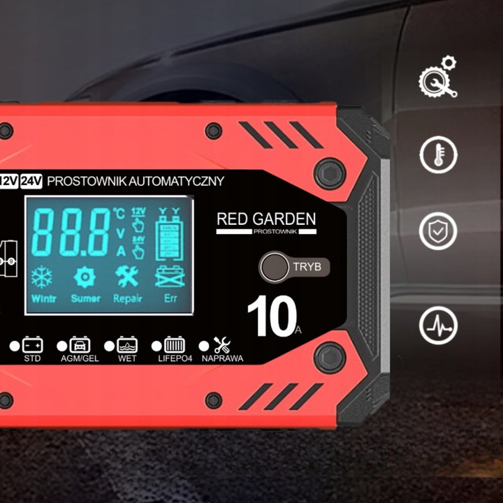 Prostownik SAMOCHODOWY AUTOMATYCZNY Z FUNKCJĄ NAPRAWY AKUMULATORÓW 12V 24V