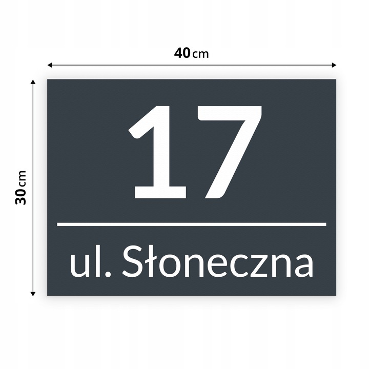 NIERDZEWNY NUMER NA DOM 40x30cm TABLICZKA ADRESOWA ANTRACYT + DYSTANSE
