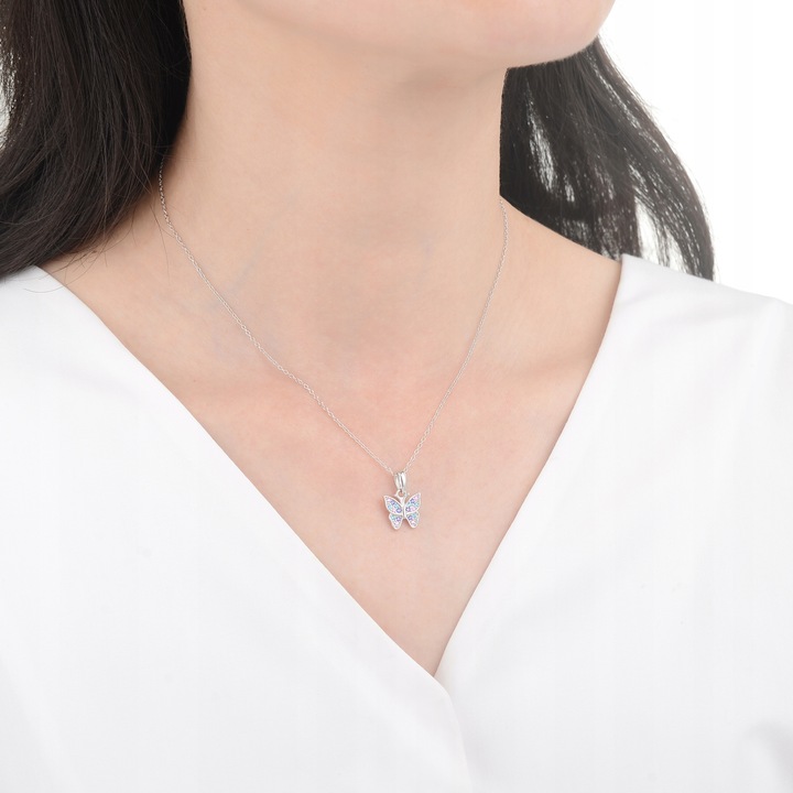 Naszyjnik srebrny 925 motylek dla dziewczynki łańcuszek z zawieszką srebro