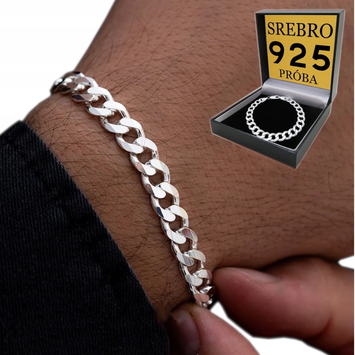 Bransoletka Srebrna Męska Pancerka SREBRO 925 Diamentowana 6mm Prezent