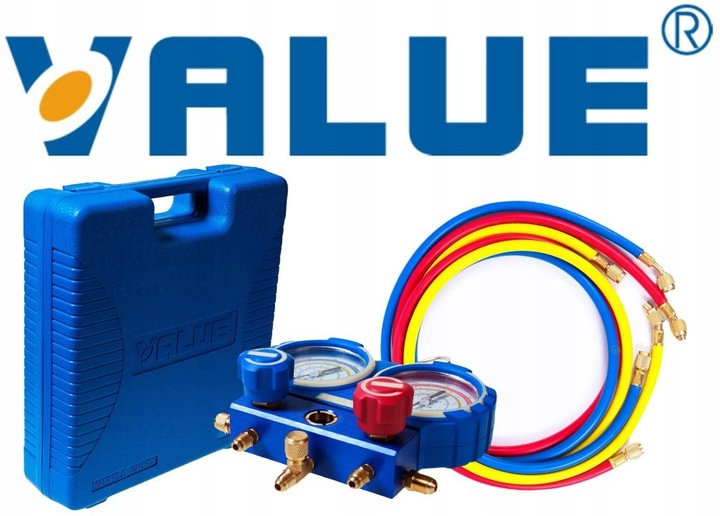 ZESTAW MANOMETRÓW DO KLIMATYZACJI Value R-32/R-410A/R-407C/R-134A + WALIZKA
