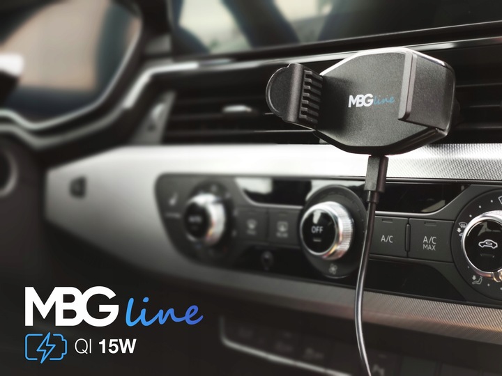 UCHWYT SAMOCHODOWY Z ŁADOWARKĄ INDUKCYJNĄ 15W QI