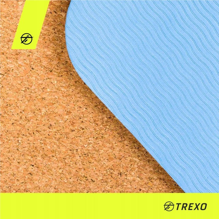 Mata do ćwiczeń jogi TREXO Korkowa TPE 6 mm