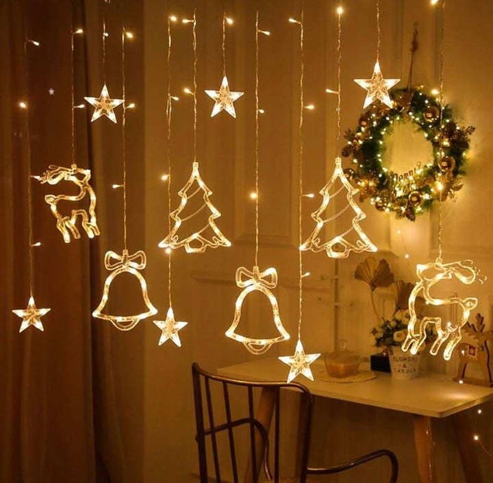 LAMPKI CHOINKOWE ŚWIĘTA GIRLANDA CHOINKI RENIFER DZWONKI LED CIEPŁE 2.5m