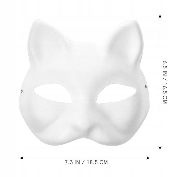 10× DIY PUSTE, RĘCZNIE MALOWANE MASKI MASKA KOT + 2× PĘDZLE + 12× FARBA