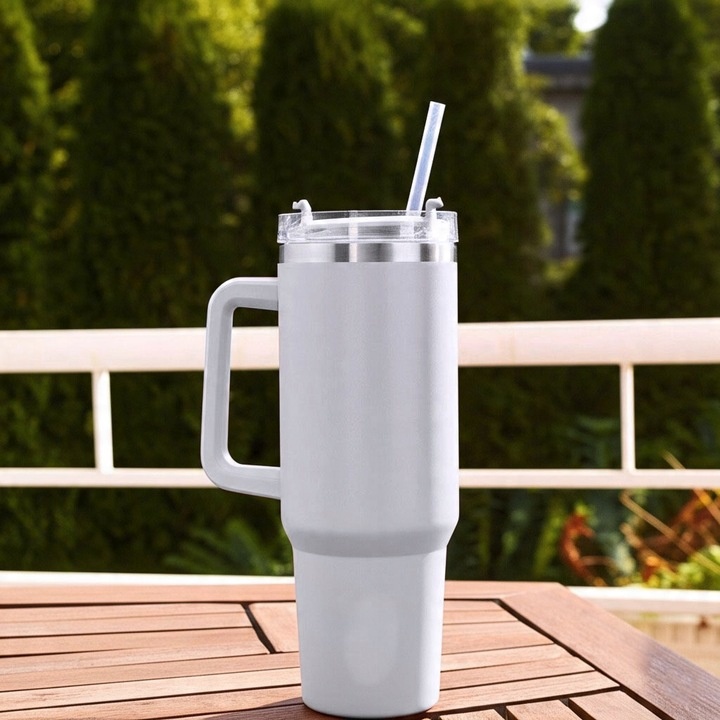 Kubek termiczny ze słomką próżniowy na kawę herbatę napoje zimne duży 1,2l