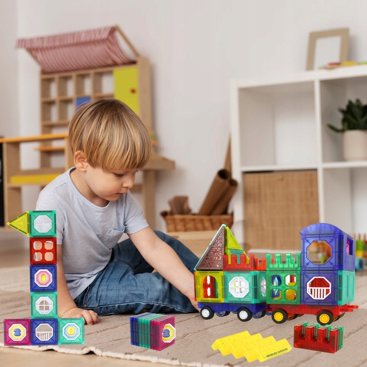 KLOCKI MAGNETYCZNE 3D Edukacyjne DUŻE PANELE Konstrukcyjne ZESTAW 72 el.