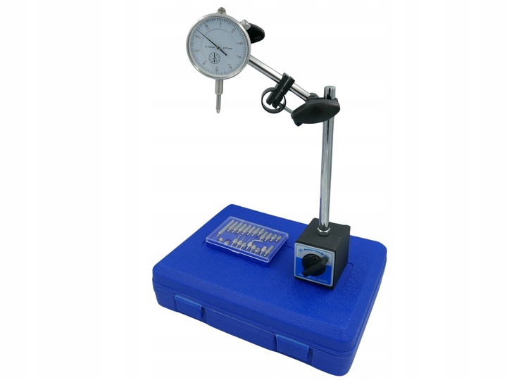 CZUJNIK ZEGAROWY + STATYW DO SPRAWDZANIA BICIA TARCZ Z KOŃCÓWKAMI W WALIZCE