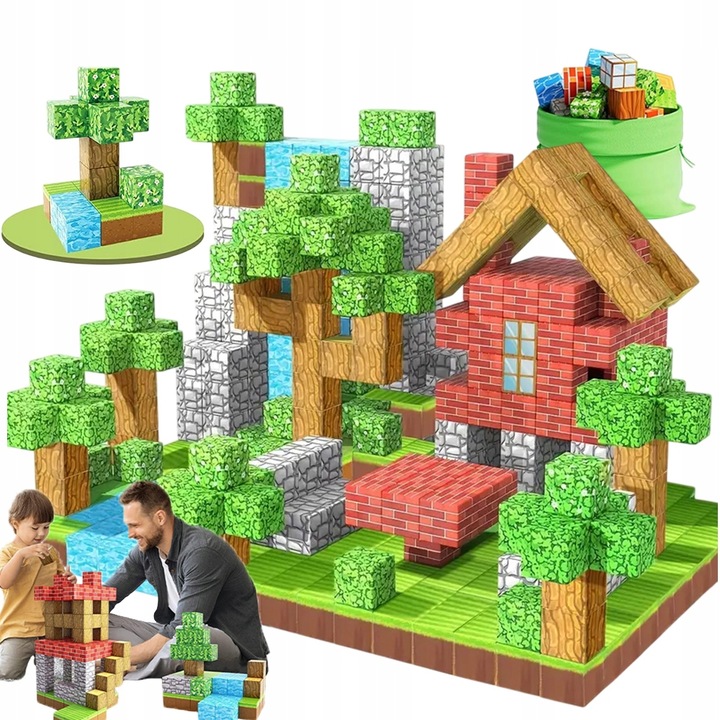 KLOCKI MAGNETYCZNE KLOCKI SZEŚCIANY 100EL ZESTAW KLOCKÓW EDUKACYJNYCH STEM