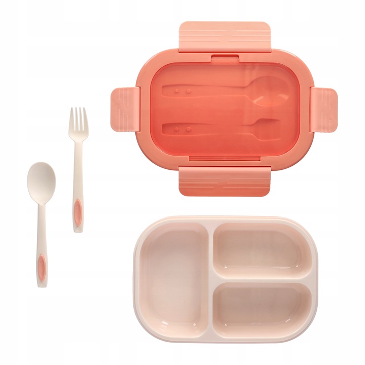 LUNCHBOX 3 PRZEGRÓDKI SZTUĆCE LUNCH BOX POJEMNIK ŚNIADANIE ŚNIADANIÓWKA