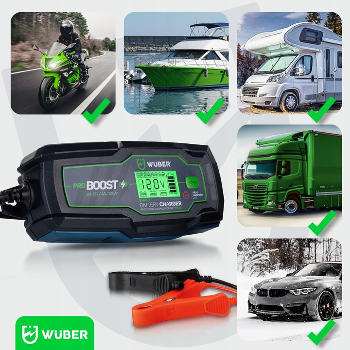 ŁADOWARKA PROSTOWNIK AKUMULATORA MIKROPROCESOROWY 6/12V 1.2-120Ah AGM ŻEL