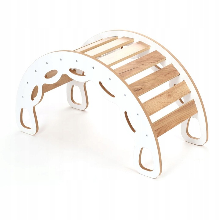 Bujak Montessori + ścianka/zjeżdżalnia biało-dębowy BM-310