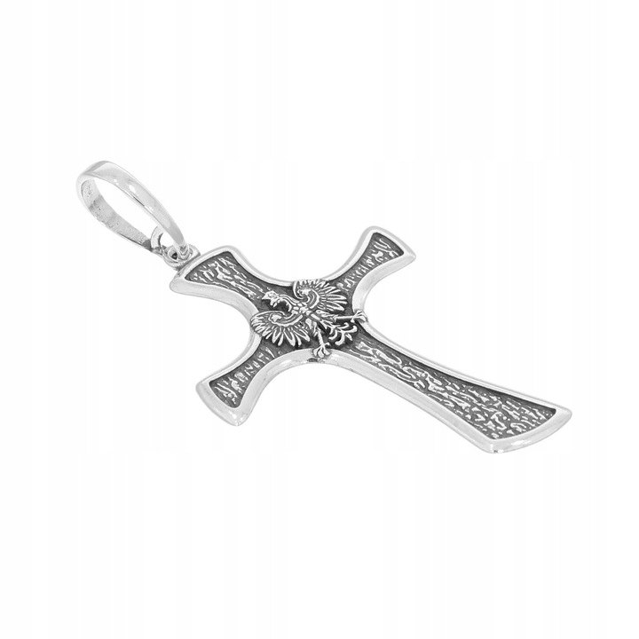 Krzyżyk srebrny z Orłem patriotyczny Bóg Honor Ojczyzna srebro pr 925 SK003