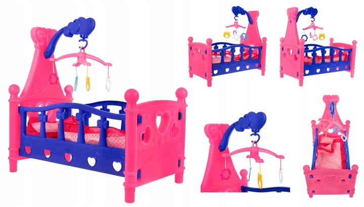 Duże ŁÓŻECZKO ŁÓŻKO DLA LALEK POŚCIEL Karuzela