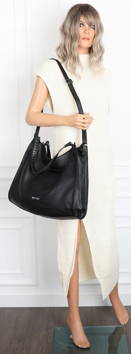 Torebka Damska Shopper worek modna duża lekka torba A4 na Ramię 6867 Czarna