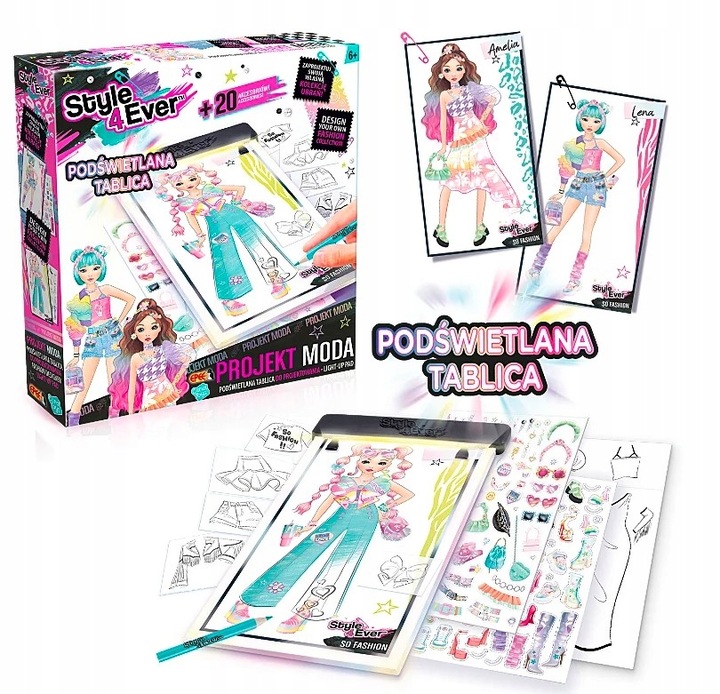 PROJEKT MODA ZESTAW KREATYWNY PODŚWIETLANA TABLICA DO PROJEKTOWANIA EPEE