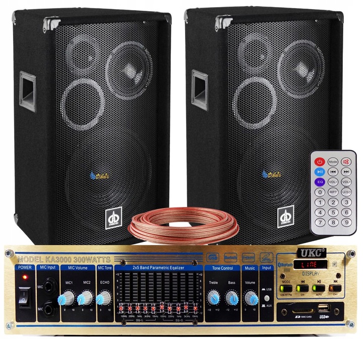 KOLUMNY ESTRADOWE 600W WZMACNIACZ 300W BLUETOOTH