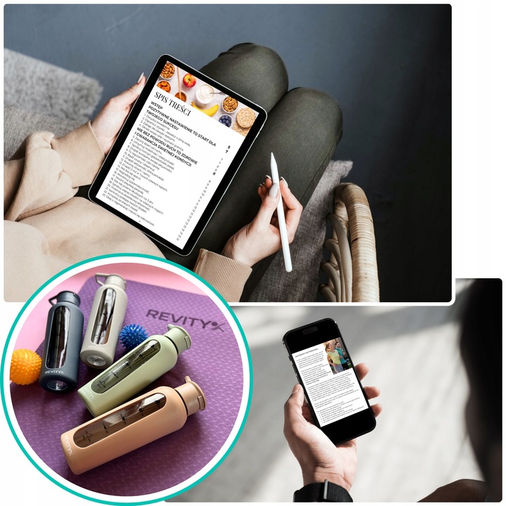 SZKLANA BUTELKA NA WODĘ BIDON SHAKER Z MIARKĄ I DZIUBKIEM SILIKONOWE ETUI