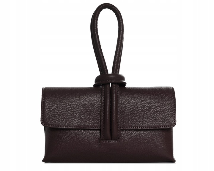 WŁOSKA SKÓRZANA KOPERTÓWKA TOREBKA WIZYTOWA SOLOME FLORA BRĄZOWA WIECZOROWA