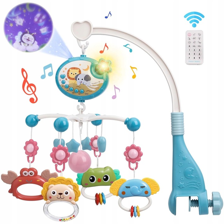 KARUZELA DO ŁÓŻECZKA PROJEKTOR GWIAZD Z PILOTEM DLA DZIECI NIEMOWLĄT TIMER