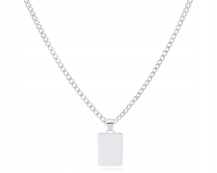 Zawieszka Srebrna Męska Blaszka Gładka z Grawerem Nieśmiertelnik pr.925