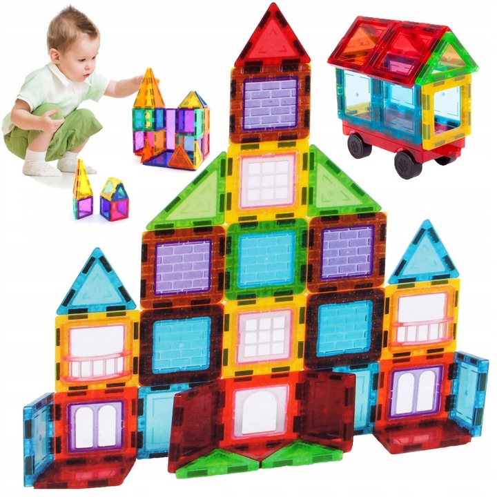 Klocki Magnetyczne DUŻE 3D Konstrukcyjne Magnetic Tiles Zestaw 70 elementów