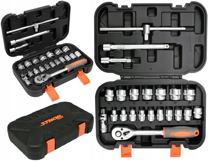ZESTAW NARZĘDZIOWY KLUCZE NASADOWE 3/8'''' 22 SZTUKI GRZECHOTKA NASADKI