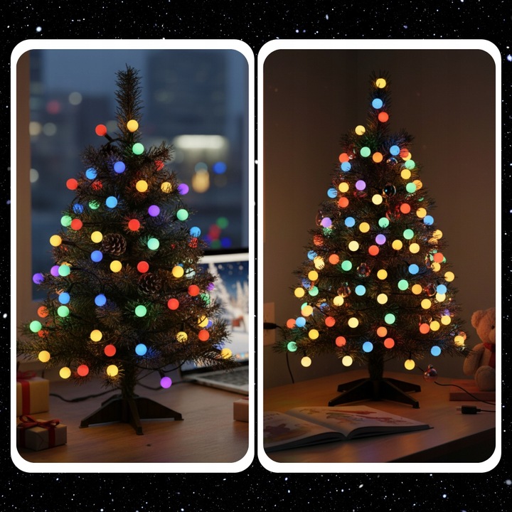 LAMPKI ŚWIĄTECZNE CHOINKOWE KULKI 200LED ZEWNĘTRZNE WEWNĘTRZNE MULTIKOLOR