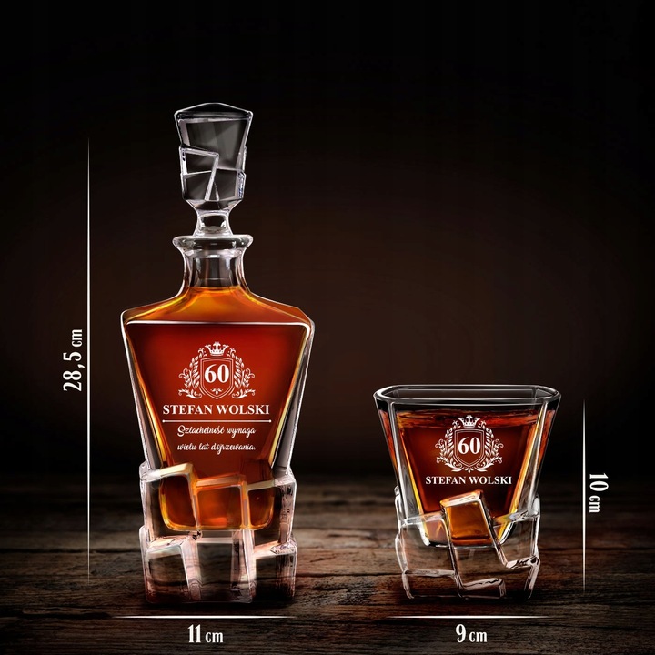 Zestaw Karafka 6 Szklanek do Whisky z Grawerem Prezent dla Faceta Urodziny