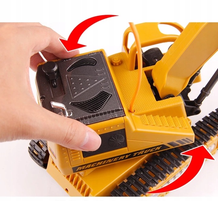 DUŻA KOPARKA ZDALNIE STEROWANA ŚWIATŁO LED PILOT RUCHOME RAMIĘ ŁYŻKA-METAL