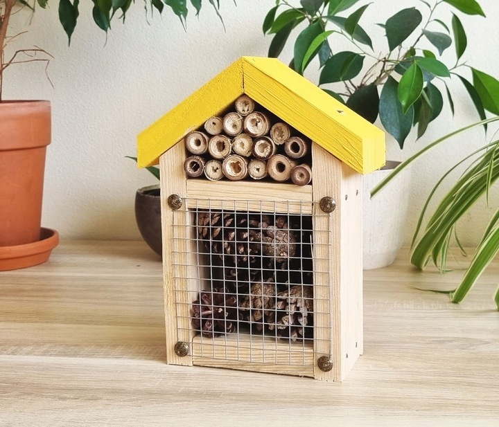 Domek, hotel dla owadów Toraf DIY1 żółty - do samodzielnego złożenia